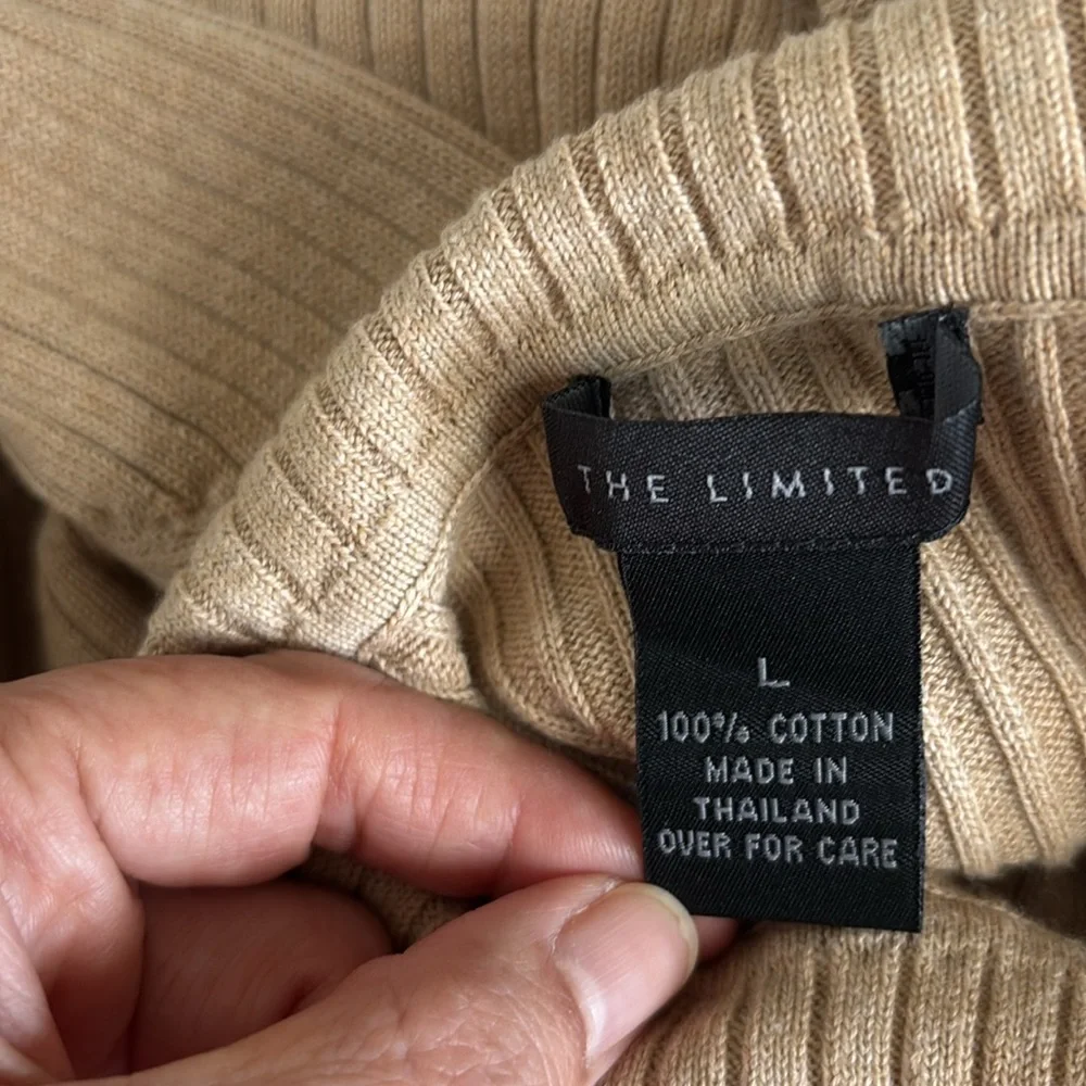 The Limited Ribbed Tan Turtleneck Sweater- NWOT- 100% Cotton - Picture 6 of 13